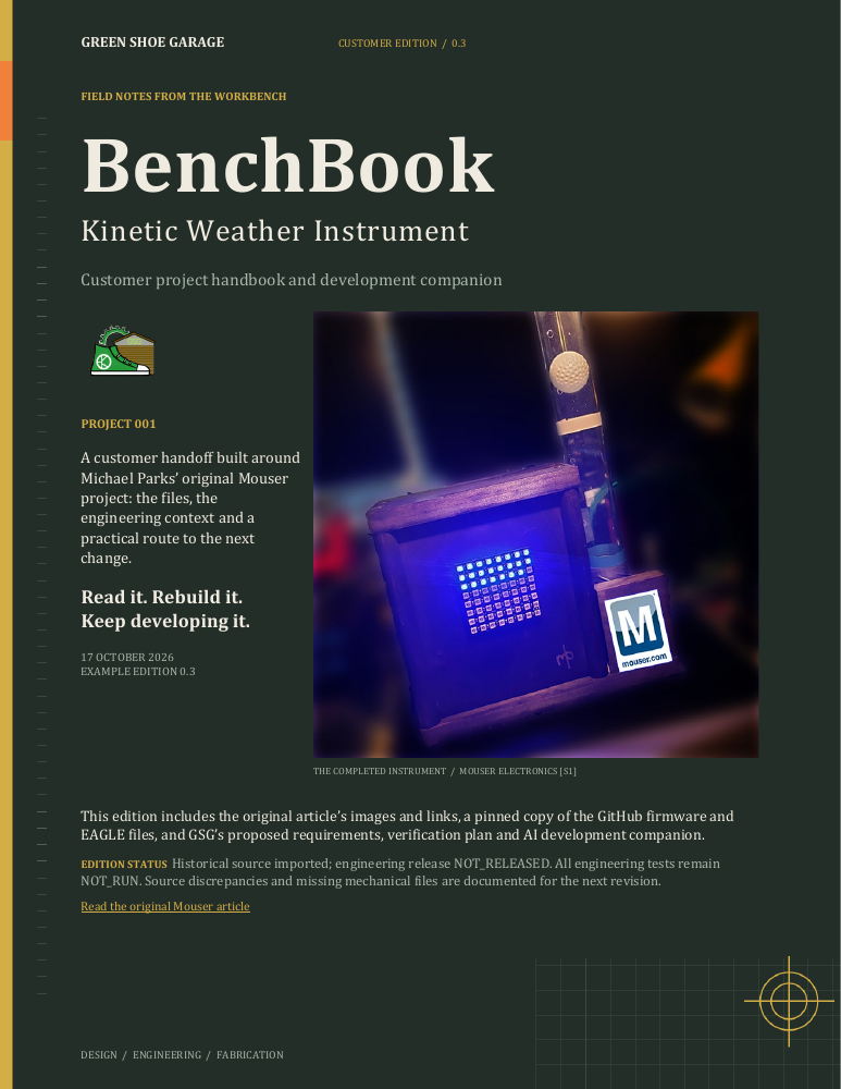 Cover of the Green Shoe Garage BenchBook: Kinetic Weather Instrument